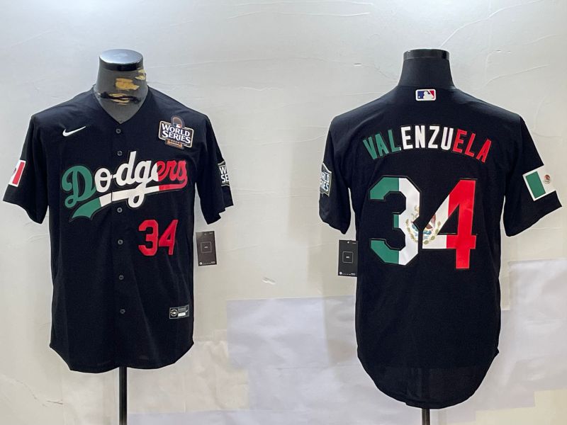 Men Los Angeles Dodgers 34 Valenzuela Black Game 2024 Nike MLB Jersey style 112023